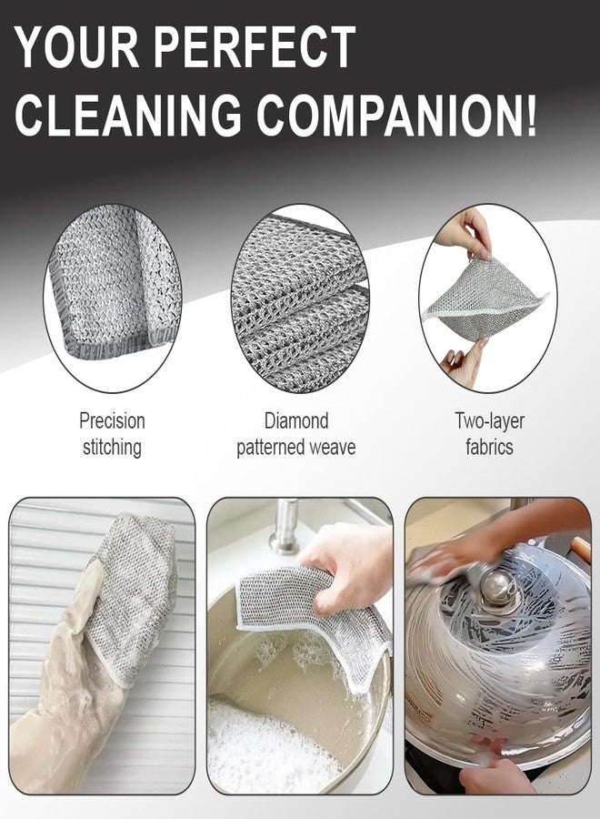 BD Prime Ventures Wire Cleaning Cloths, 10-Pack Multipurpose Dishwashing Rags, Reusable Kitchen Scrubber, Effective Dishcloth Rag for Cookware (Silver) - Image 3